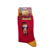 Load image into Gallery viewer, ΜΠΟΡΩ clothing presents the worlds first pixel art sock dedicated to the heroes of the greek revolution of 1821 and the 200th anniversary of the greek independence war, starting with georgios karaiskakis.  